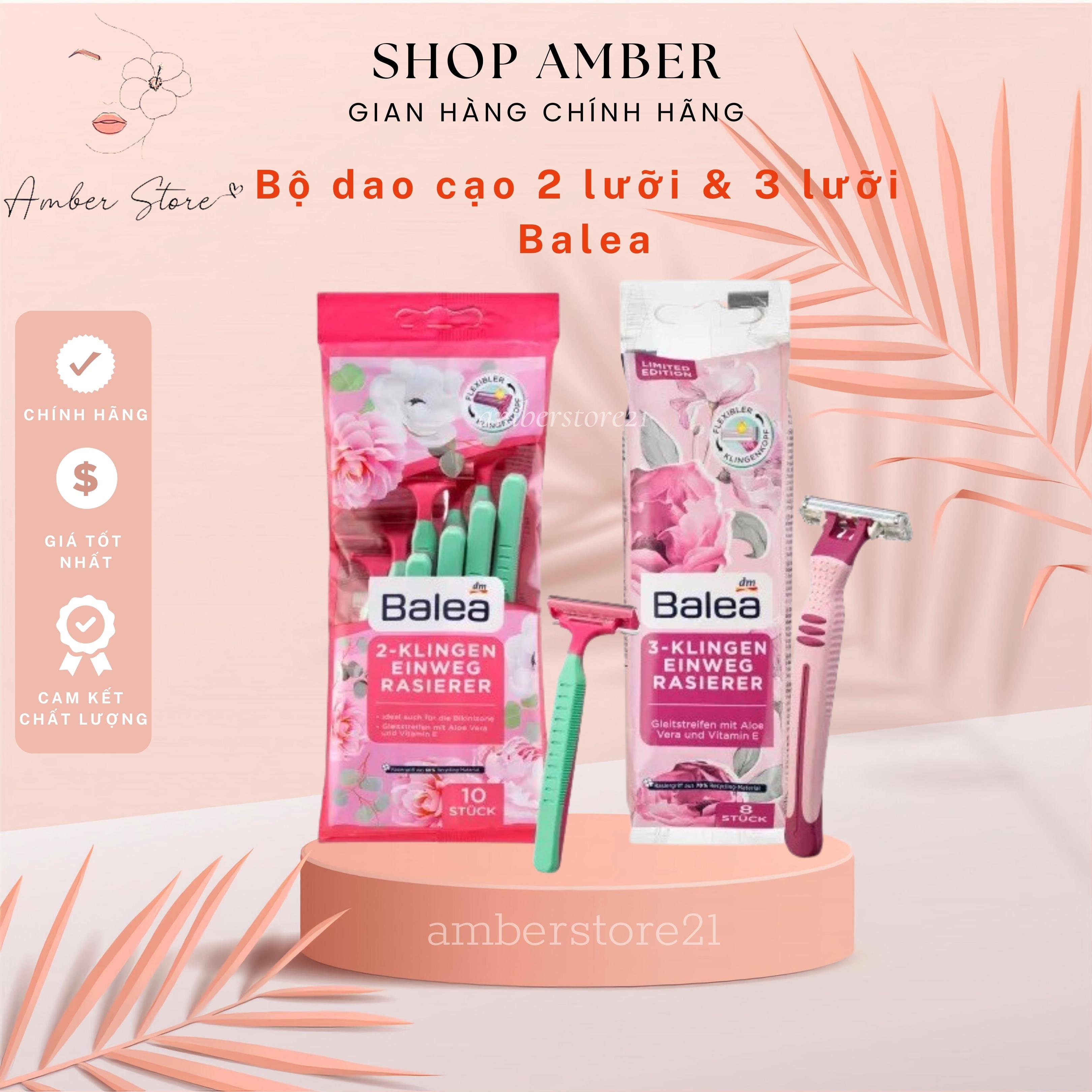 [HÀNG NỘI ĐỊA ĐỨC] Bộ dao cạo 2 lưỡi và 3 lưỡi Balea