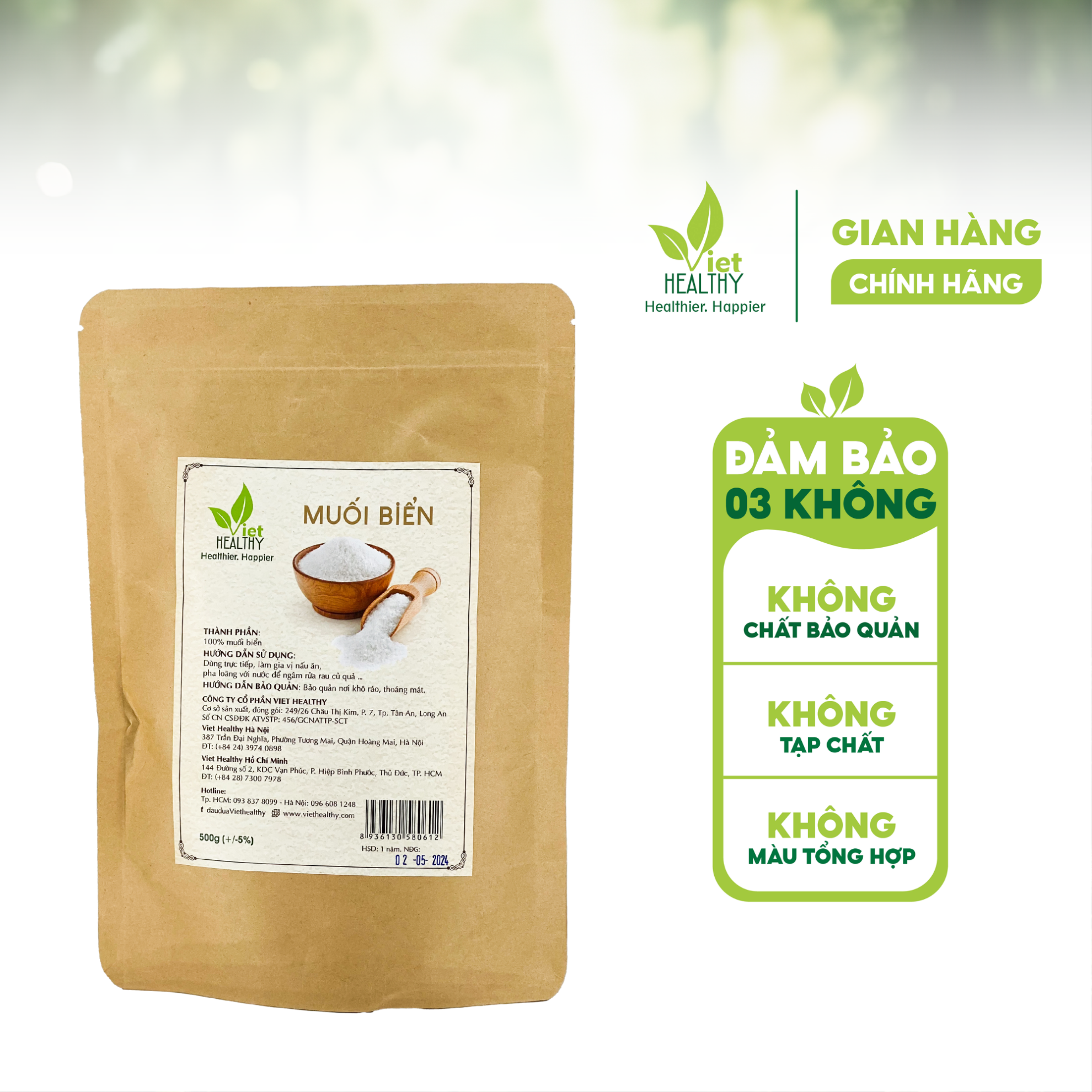 Muối biển tinh khiết Viet Healthy 500gr