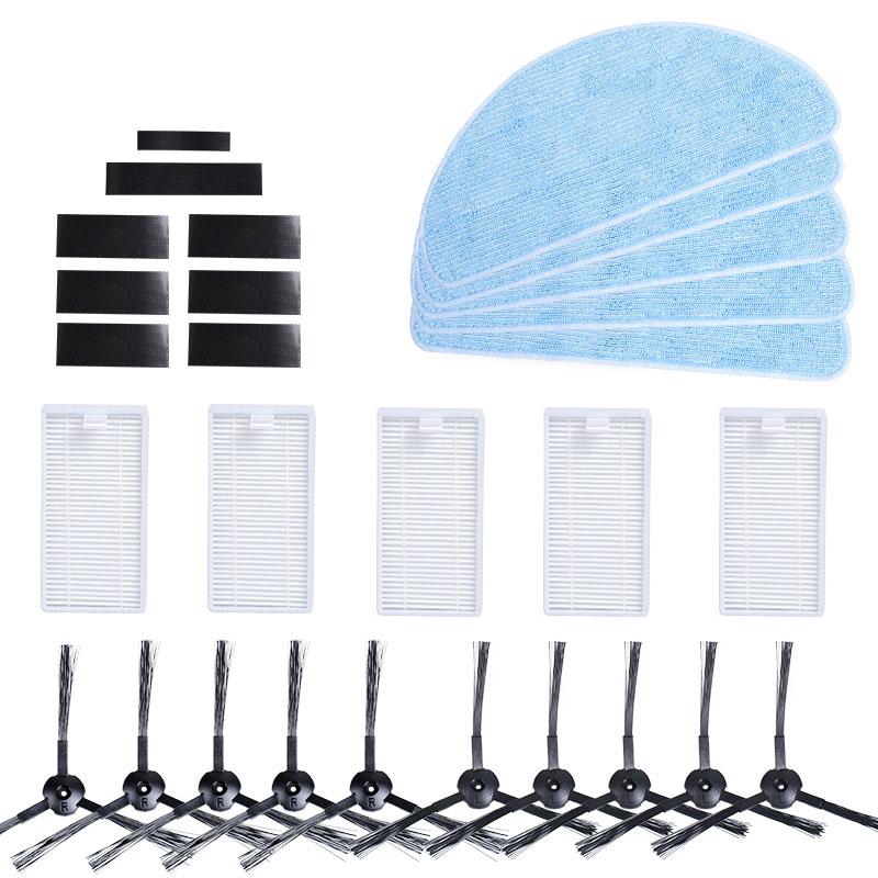 28Pcs Side Brushes Hepa Filters Mop Cloths Magic Paste Set Suitble For Ecovacs Cen540 X500 Cr120 Cr121 Vacuum Cleaner Replacement Kits