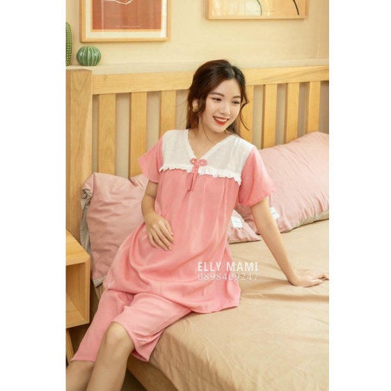 Bộ bầu lửng  và sau sinh chất lụa hàn mềm min mặc mùa hè mát mẻ