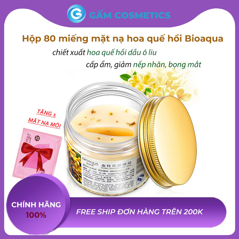 [Hủ 80 Miếng] Mặt nạ dưỡng mắt hoa quế hồi Bioaqua Eye Mask giảm nếp nhăn chống lão hóa hàng nội địa Trung chính hãng - Gấm Cosmetics