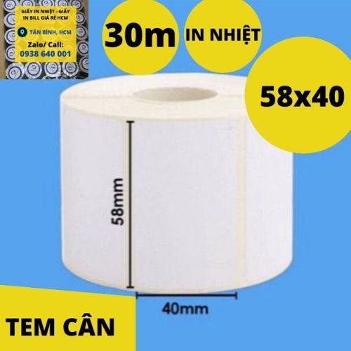cuộn tem cân điện tử 58x40 mm 30m