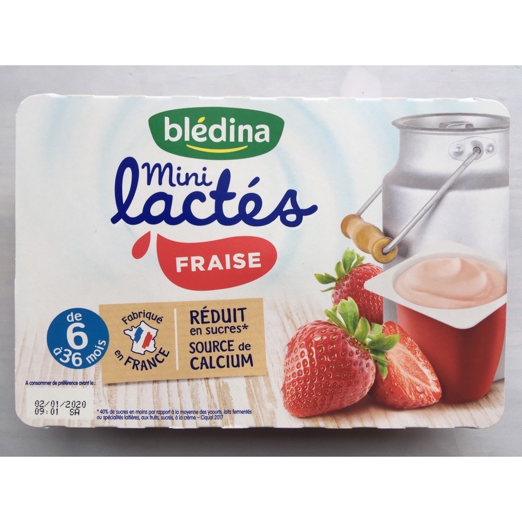 Sữa chua Bledina Pháp đủ vị 6x55g vỉ vị dâu