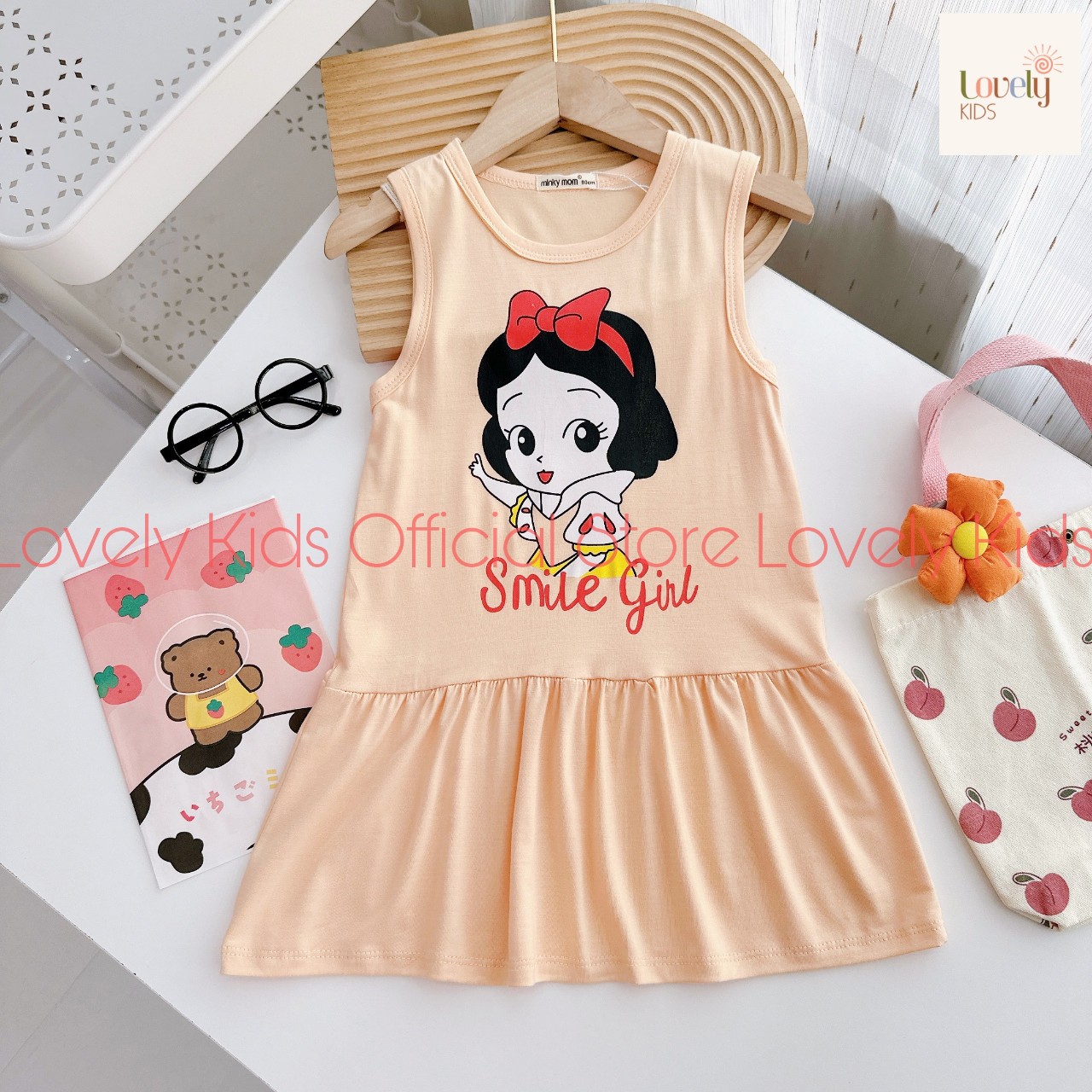 Váy đầm sát nách mùa hè cho bé gái 1-5 tuổi váy đầm thun lạnh sát nách mùa hè cho bé gái đầm sát nách lovely kids official store
