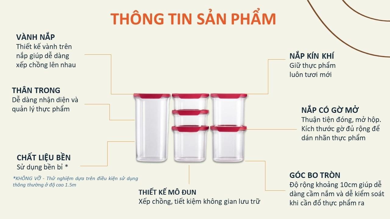 Bộ hộp bảo quản thực phẩm Tupperware Ultra Clear (6 hộp)