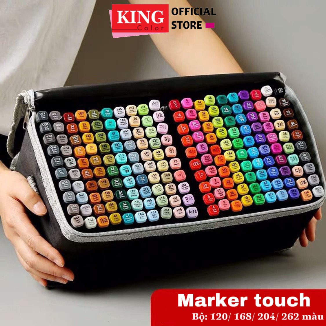 Bút màu vẽ Marker Touch 2 đầu kèm đế - túi vải chuyên nghiệp Bộ 262 màu