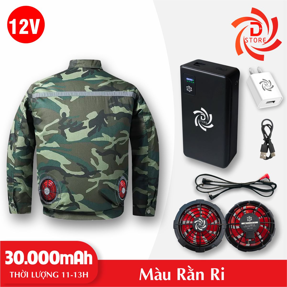 Áo điều hòa quạt gió nhật bản dstore pin 30000mah siêu bền