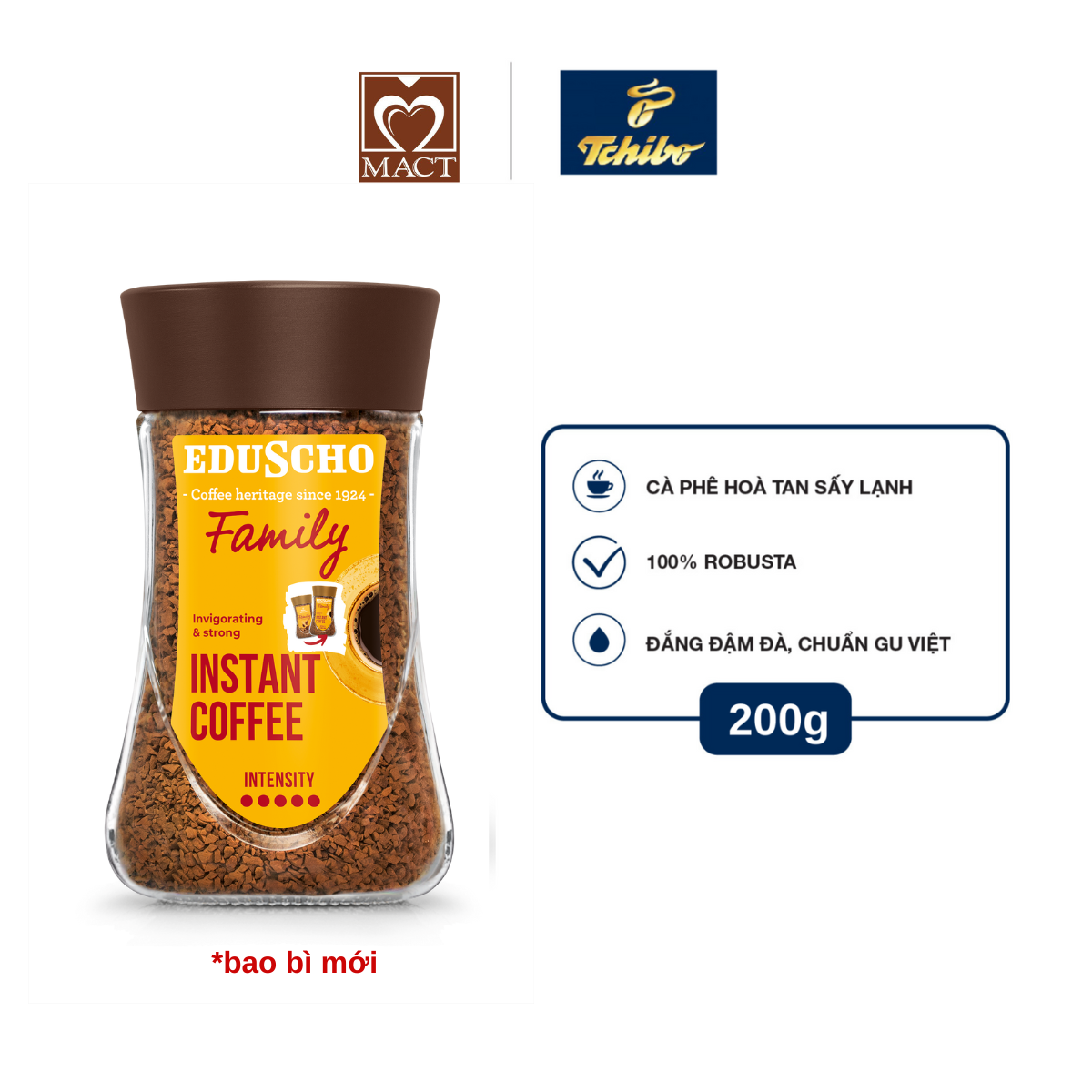 Cà phê hòa tan TCHIBO FAMILY EDUSCHO - 100% Robusta - Vị đắng đậm đà