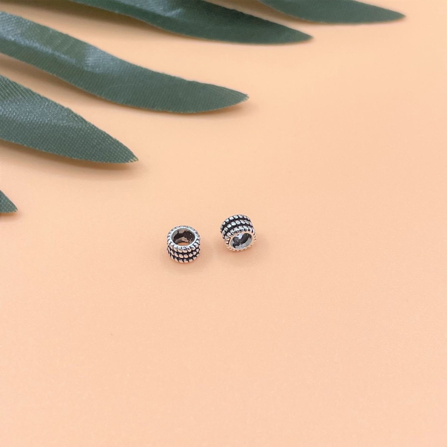 Charm ống nối vằn ngắn bạc thá¡ - charm bạc 925 - mã ca840