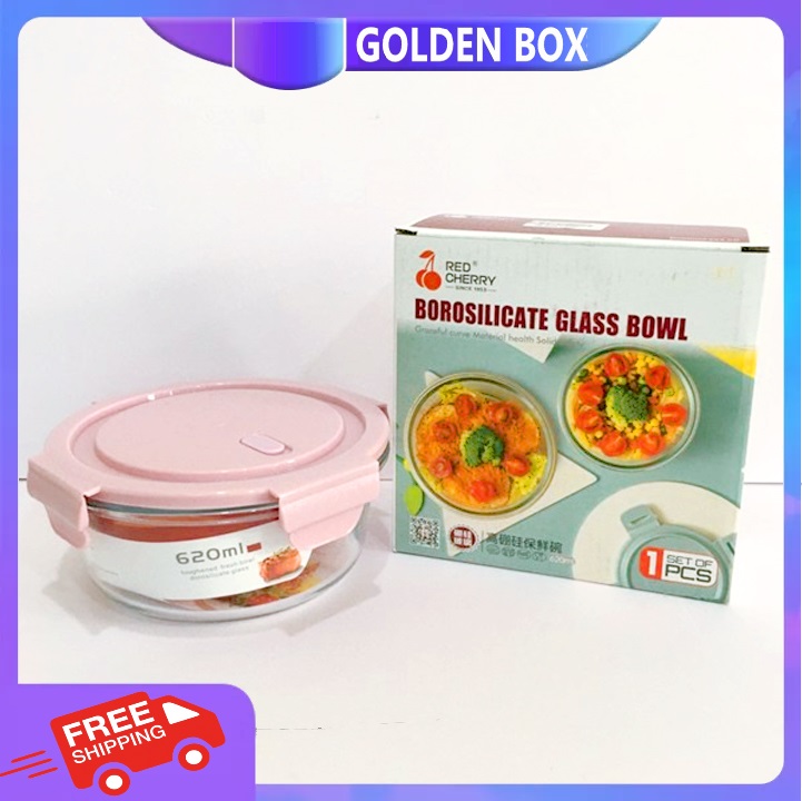 Hộp thủy tinh tròn 400ml, 620ml, 950ml red cherry