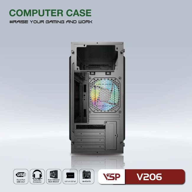 Vỏ Case Máy Tính VSP V206 - Hàng Chính Hãng
