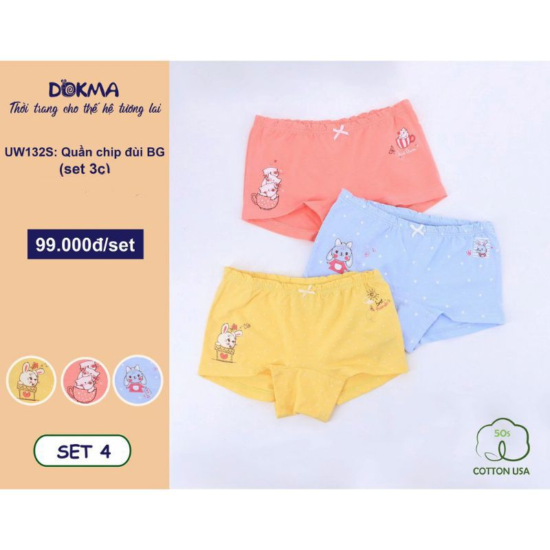 SET 3 QUẦN ĐÙI CHIP BÉ GÁI DOKMA (7 - 30kg)