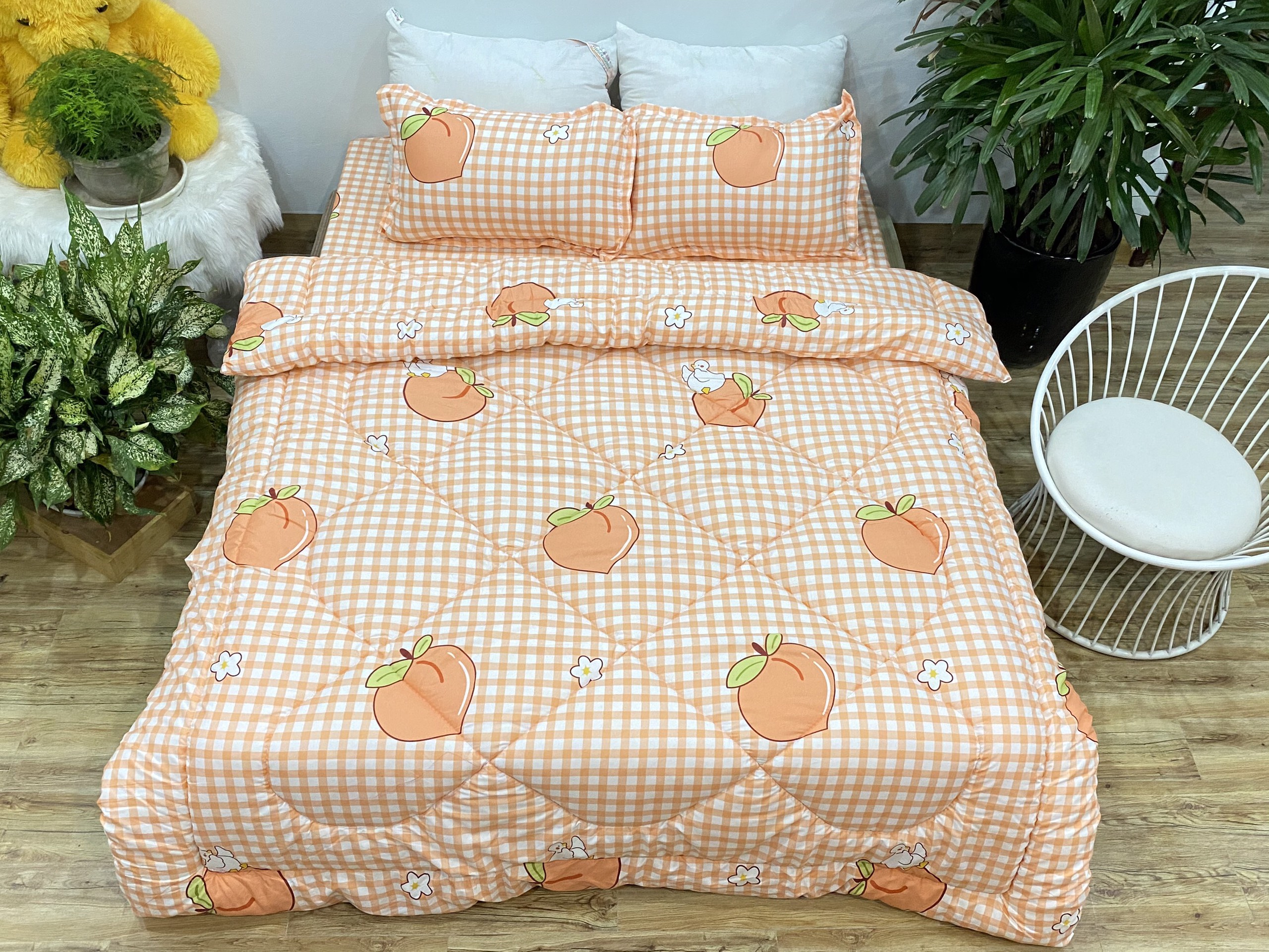 Bộ Chăn Phao 5 Món ( Gồm 1 Chăn Phao + 1 Ga Bo Chun + 2 Vỏ Gối Nằm + 1 Vỏ Gối Ôm) Mẫu Phao 36