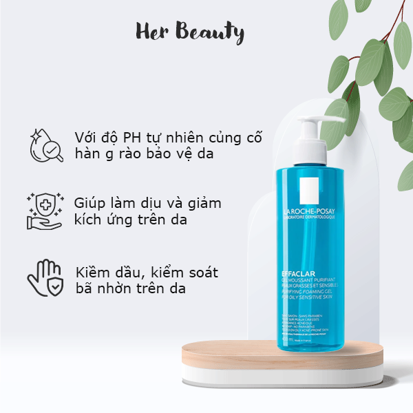 Sữa rửa mặt La Roche-Posay Effaclar Purifying Foaming Gel cho da dầu, mụn 400ML