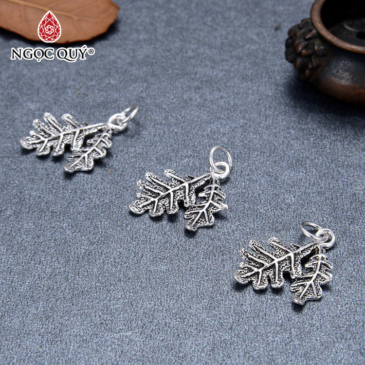 Charm bạc lá đôi treo - Ngọc Quý Gemstones