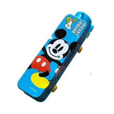 Hộp đựng bút viết và dụng cụ học tập 2 tầng kiểu dáng đầu tàu lửa họa tiết Mickey Mouse & Minnie Mouse dễ thương chất liệu kim loại sơn tĩnh điện bền màu kích thước 23.5*7*5.5cm