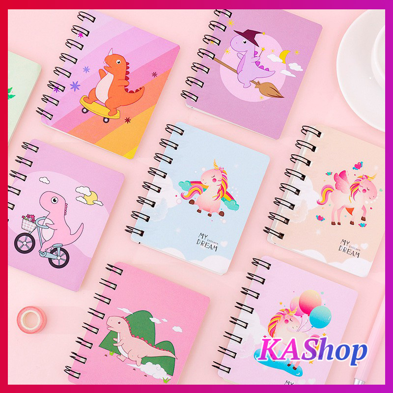Sổ tay CHIBI Khủng Long / Gấu Mập / hoạt hình  CUTE - Gáy lò xo - KAShop