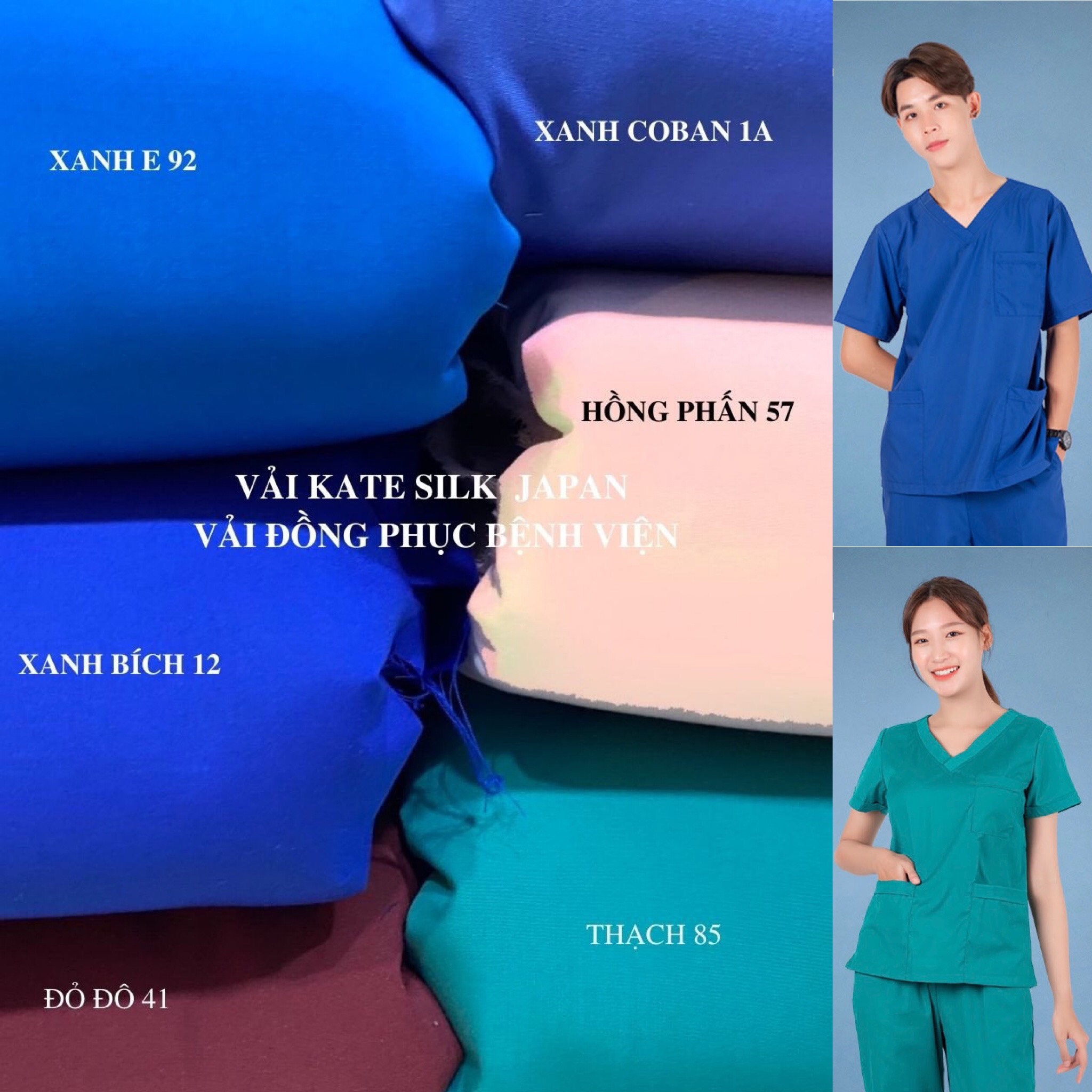 VẢI MAY ĐỒNG PHỤC Y TẾ - VẢI KATE SILK NHẬT