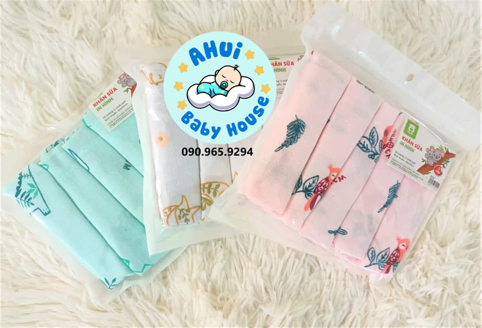 [HCM]Sét 5 khăn xô sữa Mipbi in hình