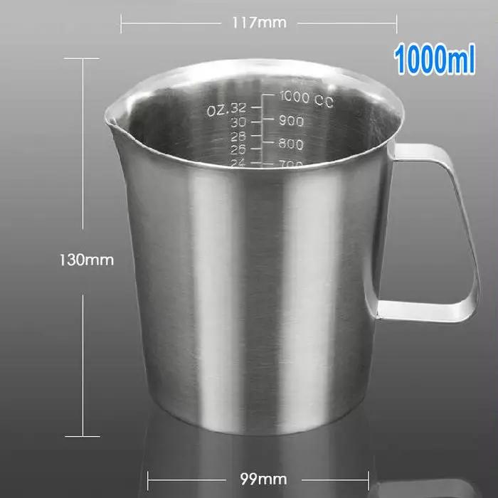 Ca inox 1000 ml chia vạch, có nắp