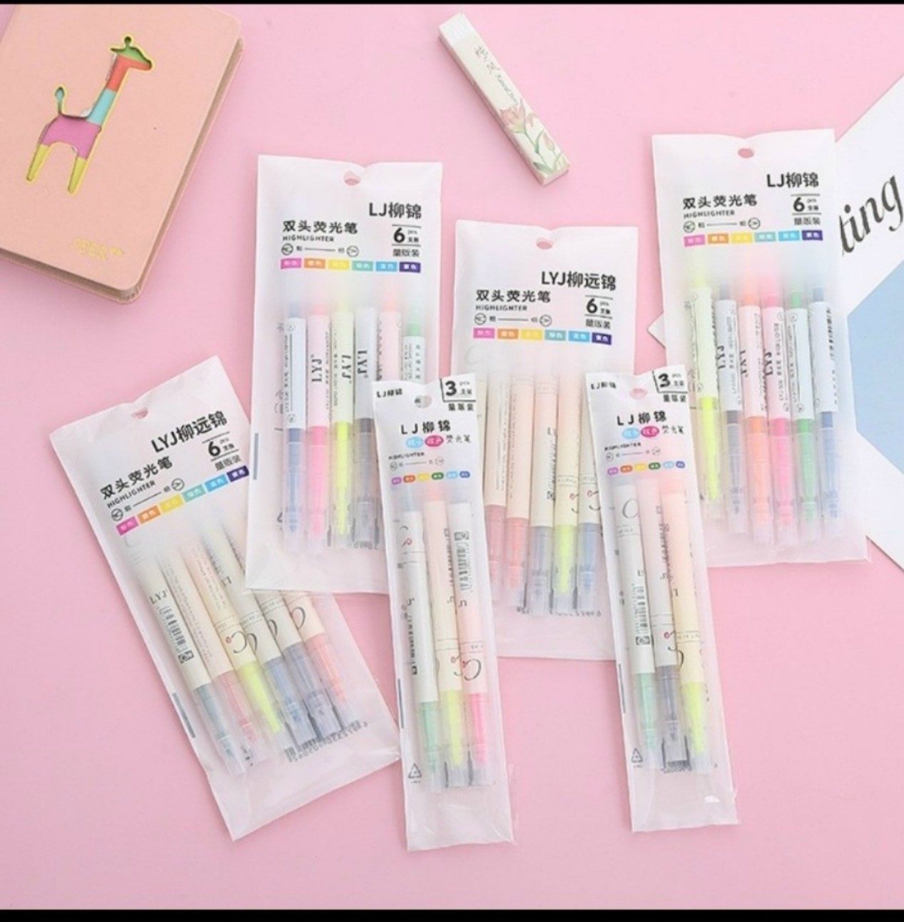 [HCM] SET 6 BÚT dạ quang 2 đầu 6 màu