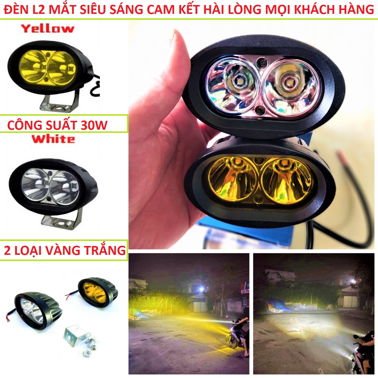 ĐÈN LED TRỢ SÁNG L2 MẮT CÚ SIÊU NGẦU SIÊU SÁNG 12V - 80V , ĐÈN TRỢ SÁNG TRANG TRÍ LẮP CÁC LOẠI XE