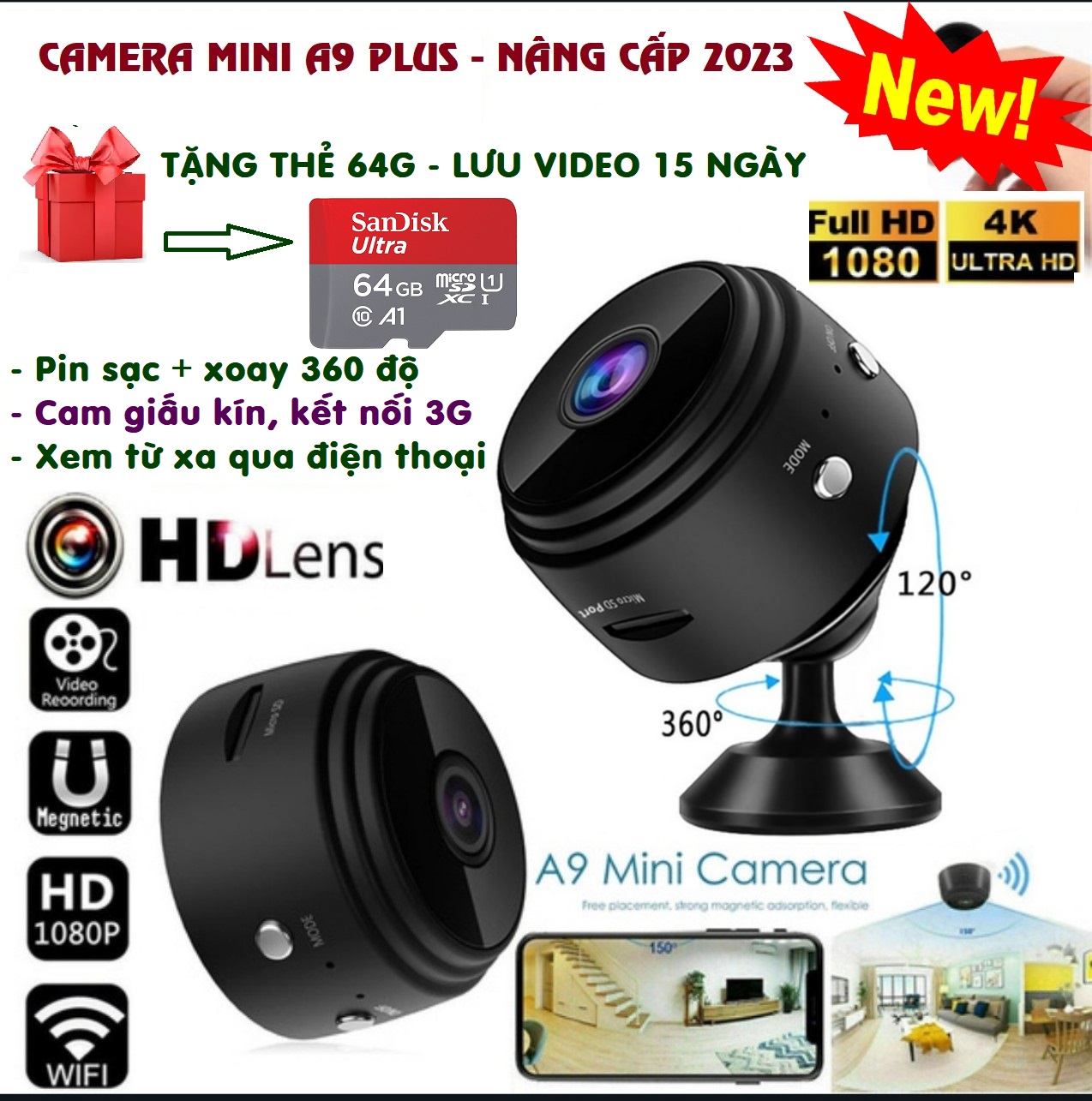 [HÀNG HOT] Camera Mini Wifi A9s HD 1080P Camera Mini A9 Camera Giám Sát ...