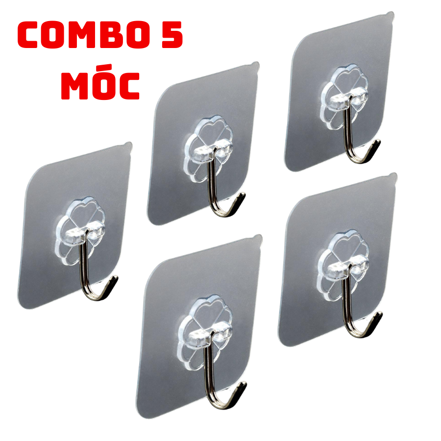 Móc dán tường siêu dính chịu lực 10kg, Móc dán tường chịu lực trong suốt