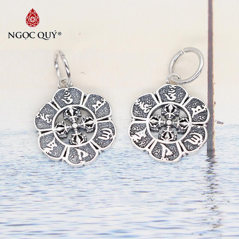 Charm bạc thái lục tự đại minh chú treo 17x14mm - Ngọc Qúy Gemstones