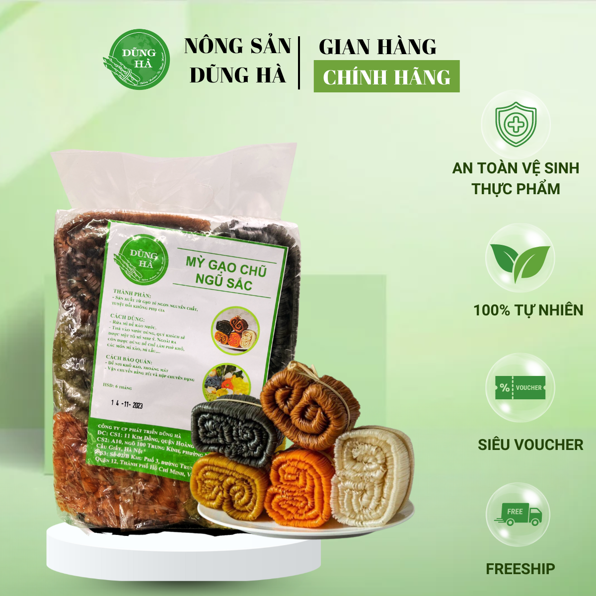 Mỳ chũ ngũ sắc gói 1kg nguyên chất 100%
