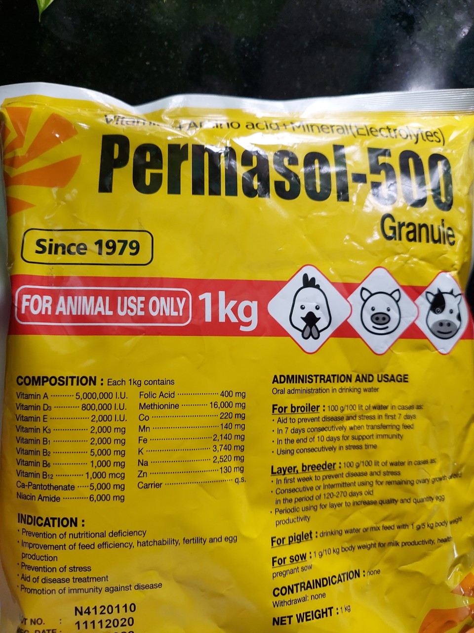 PERMASOL-500 (TĂNG TRỌNG VẬT NUÔI)KG