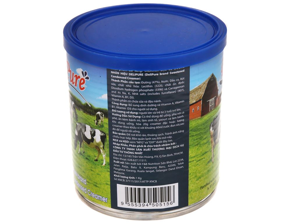Sữa đặc có đường DeliPure lon 1kg/380gr