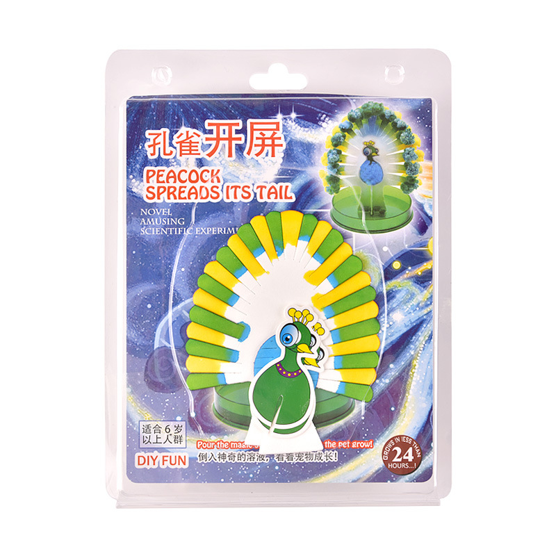Đồ chơi nuôi tinh thể con công mọc lông Magic Peacock sặc sỡ (Tinh thể KDP / ADP )