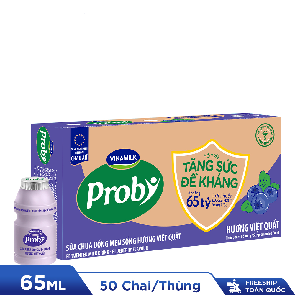 FREESHIP Toàn Quốc Thùng Sữa chua uống Probi Việt Quất chai x 65ml - 50