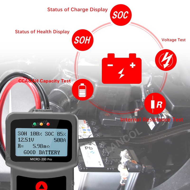 Bộ đo kiểm tra ắc quy LANCOL Micro - 200 Pro ( Chính Hãng ) [HUNGCLE]