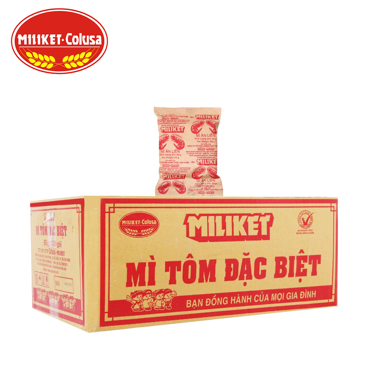 Thùng 100 gói mì tôm đặc biệt giấy vàng instant noodles miliket