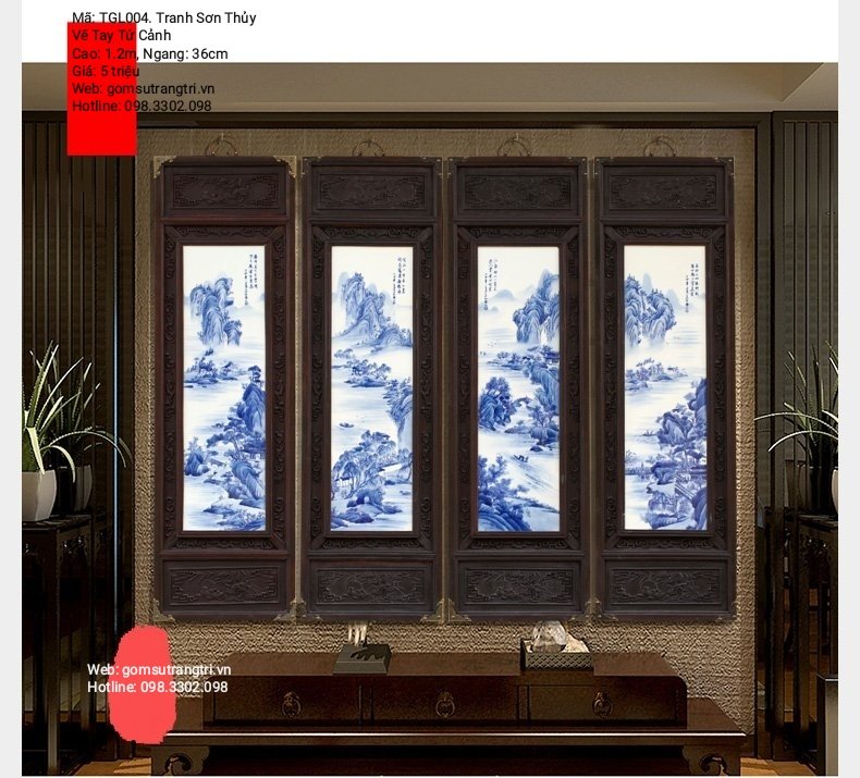 TRANH SƠN THỦY vẽ tay TỨ CẢNH