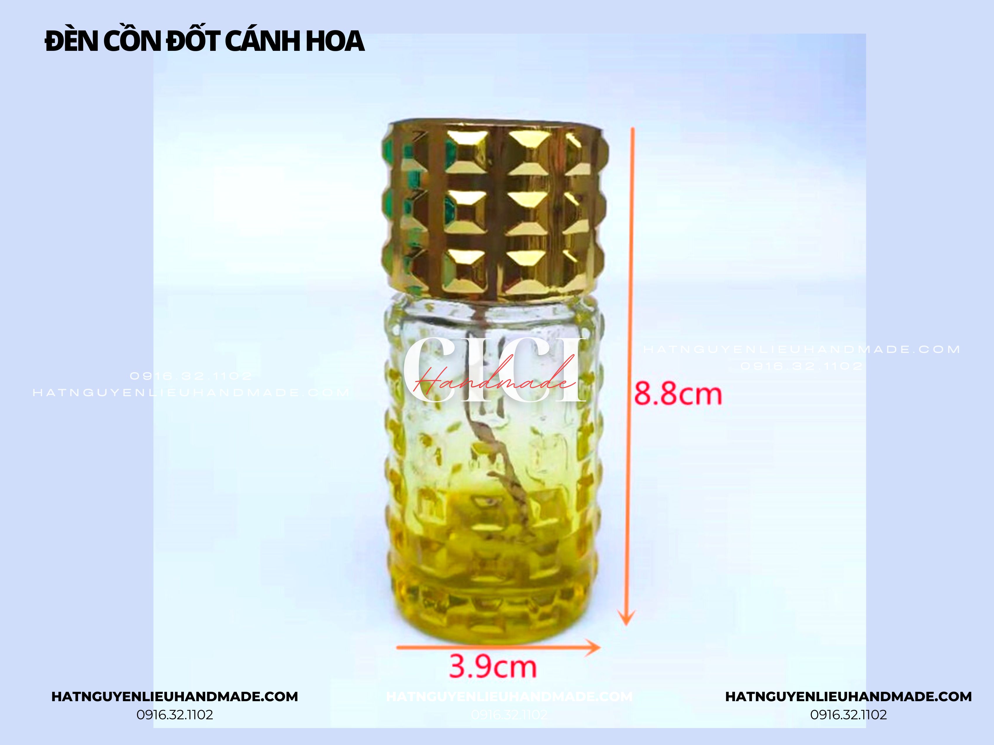 Đèn cồn thủy tinh đốt cánh hoa vải lọ thủy tinh sợ bấc nhỏ Cici Handmade hạt cườm nguyên liệu tự làm kẹp tóc, vòng tay