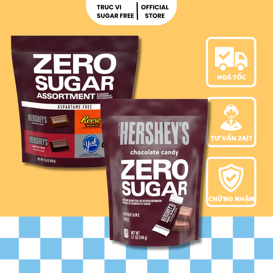 Chocolate Hershey’s không đường( ăn kiêng) | HERSHEY'S CHOCOLATE NO SUGAR ADDED