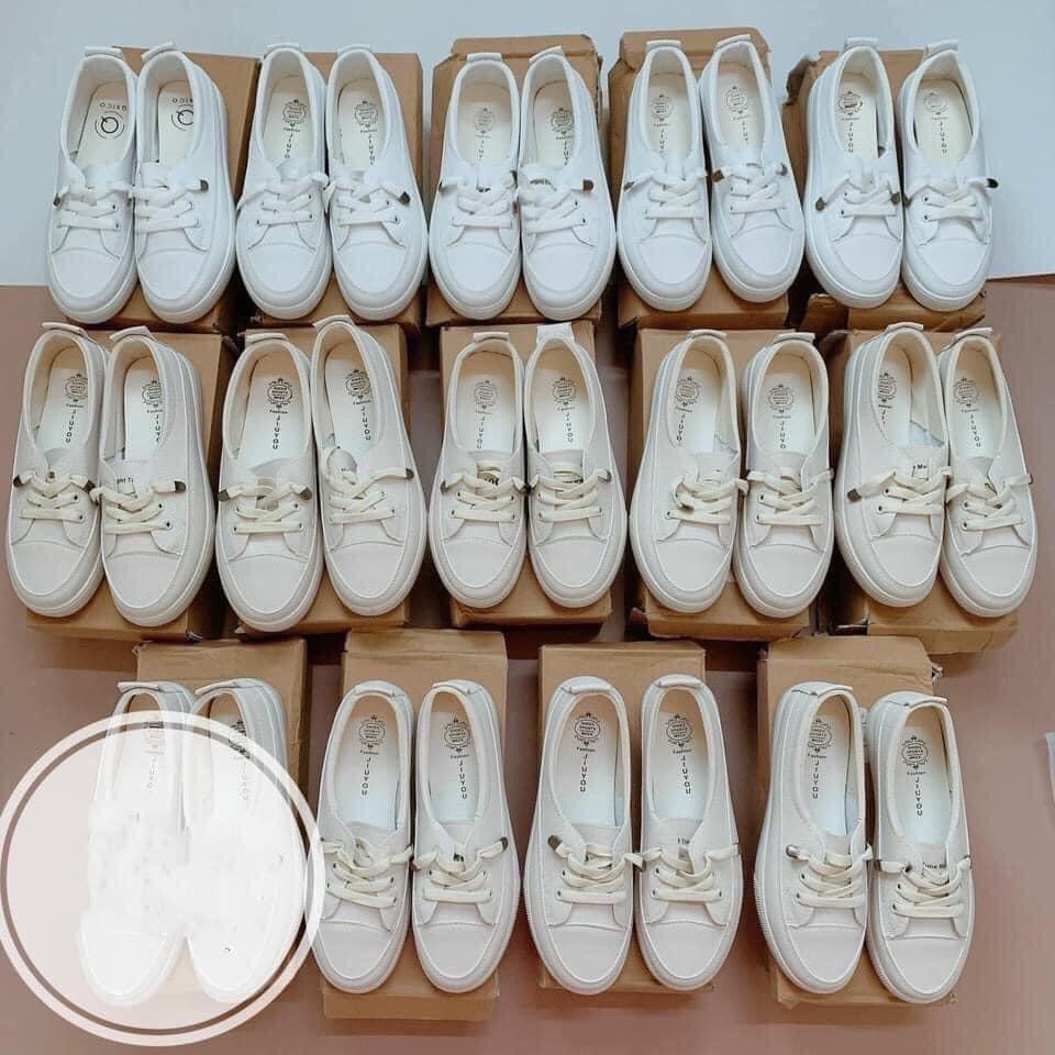 giày sneaker nữ basic aaa dây dút tinh tế vải thoáng