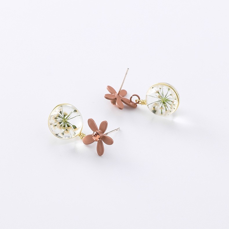 Khuyên tai sequin hoa bồ công anh mix hoa gỗ - th52