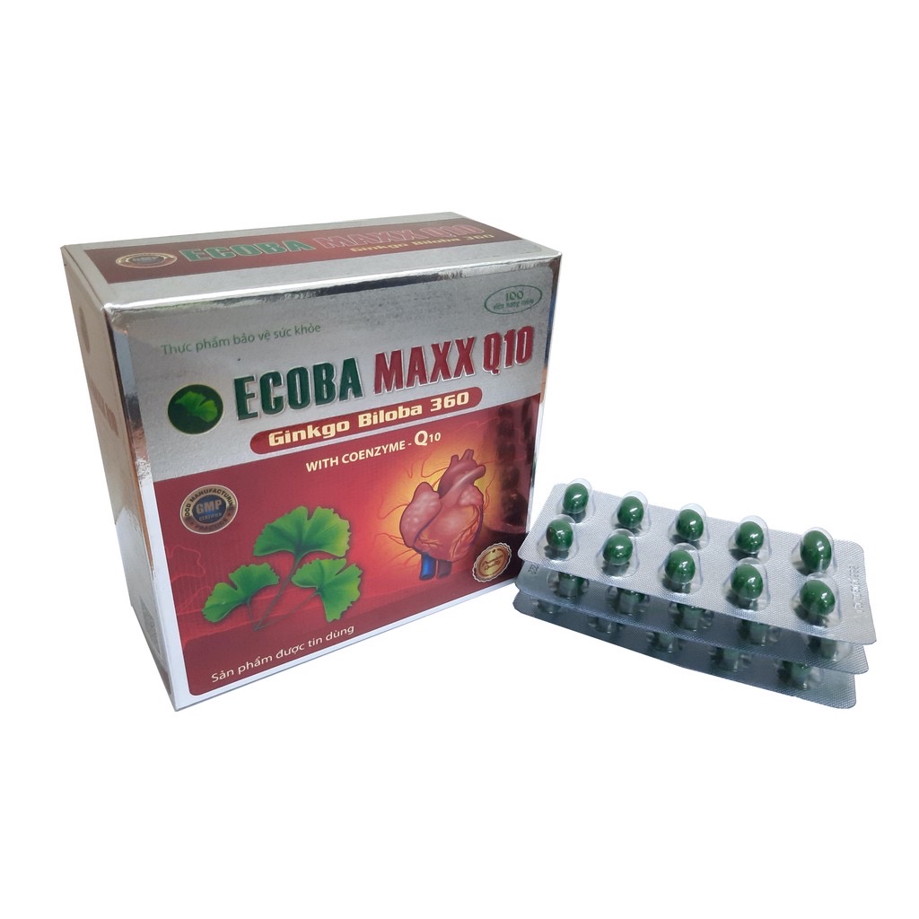 Ecoba Maxx Q10 Ginkgo Biloba 360 Hỗ trợ hoạt huyết, giúp tăng cường lưu thông máu não