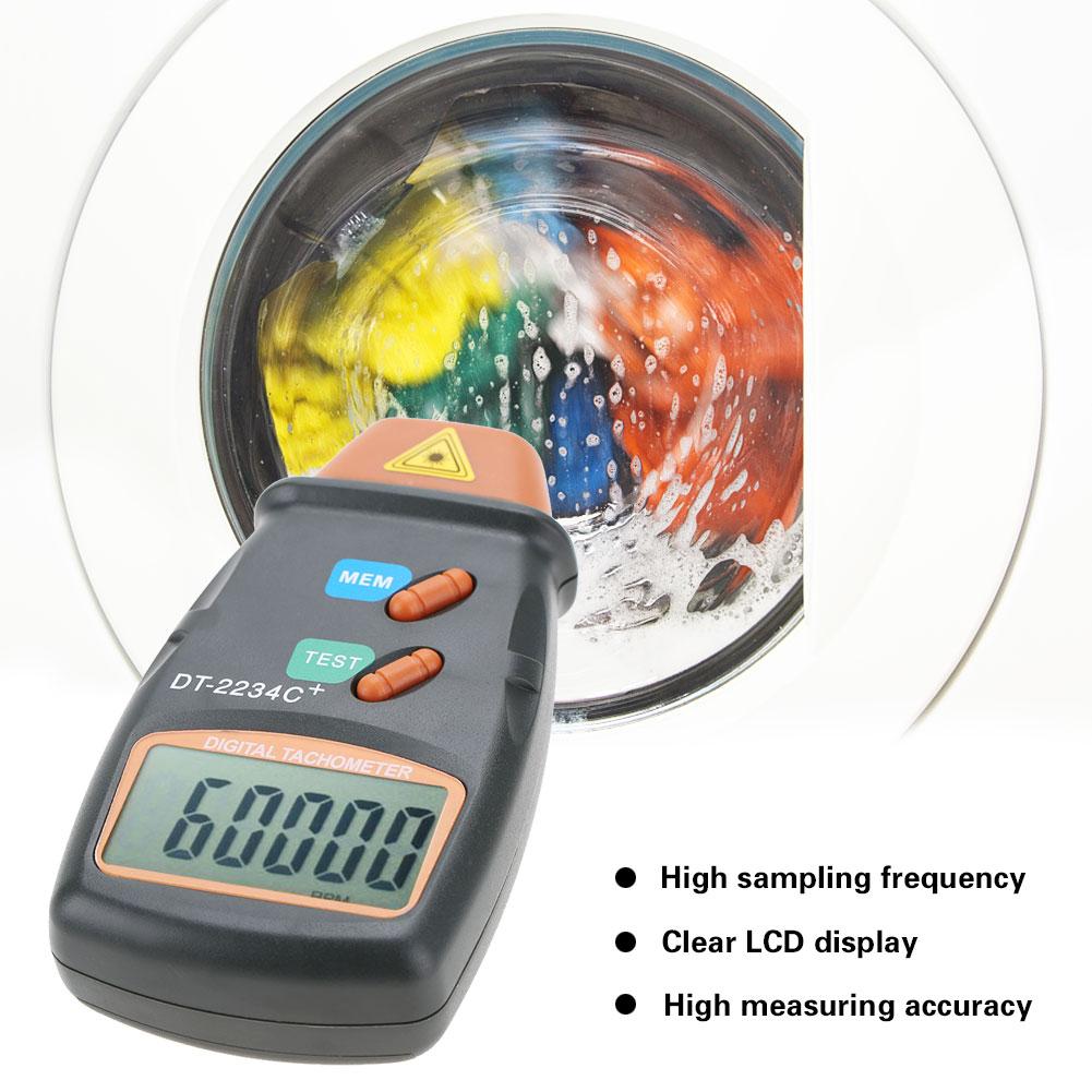 Máy đo tốc độ động cơ, đo tốc độ vòng tua RPM không tiếp xúc, màn hình LCD DT-2234C+ Shaft speed meter
