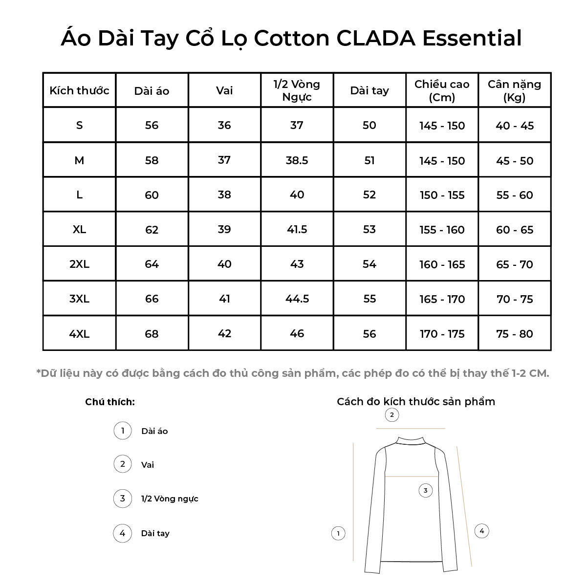 Áo Dài Tay Cổ Lọ CLADA Essential