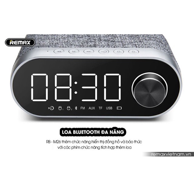 Loa bluetooth remax rb-m26 kiêm đồng hồ báo thức
