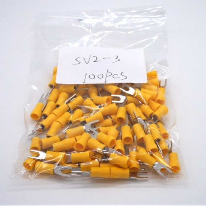 Gói 100 Đầu cos chữ Y SV2-3 đầu cos chỉa bọc nhựa