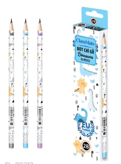 Combo 12 Bút chì gỗ cao cấp ClassMate 2B có gôm CL-PC312