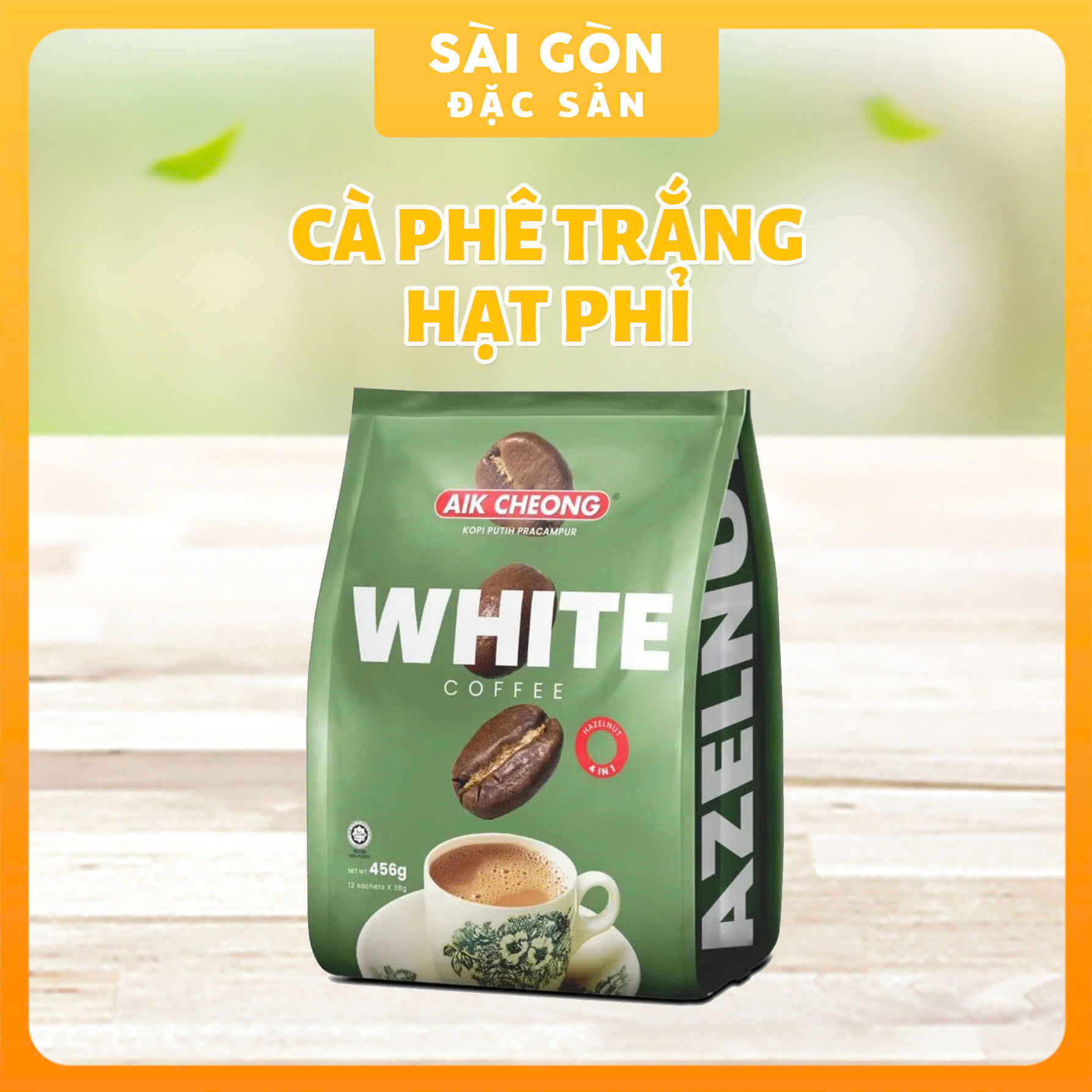 [HCM]Cà Phê Trắng Hạt Phỉ 4 Trong 1 Aik Cheong (12 Gói x 38g)