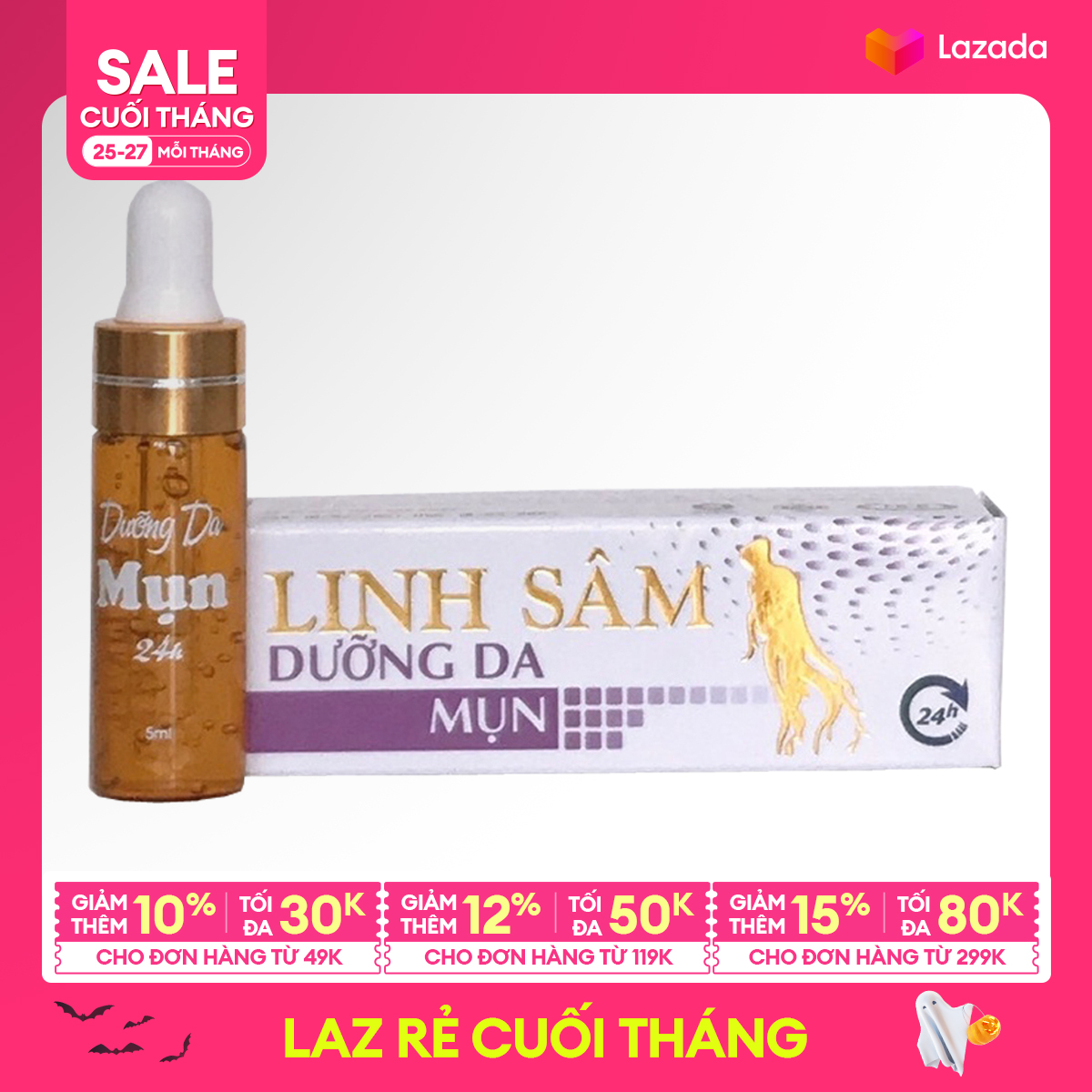 Kem chấm mụn siêu tốc Linh Sâm dưỡng da 24h xoá mụn ẩn, mụn đầu đen thâm liền sẹo 5ml