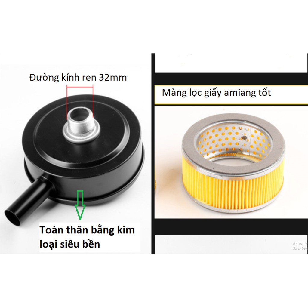Lọc gió máy hơi ren 32mm thân nhựa siêu bền/ Bô e máy nén khí zen 32mm